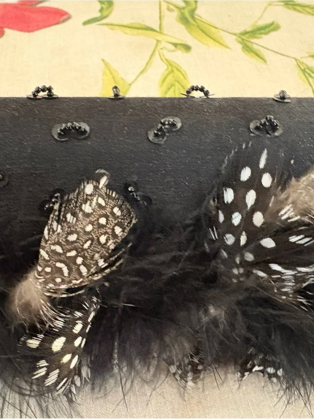 Black Feather & Bead Evening Clutch